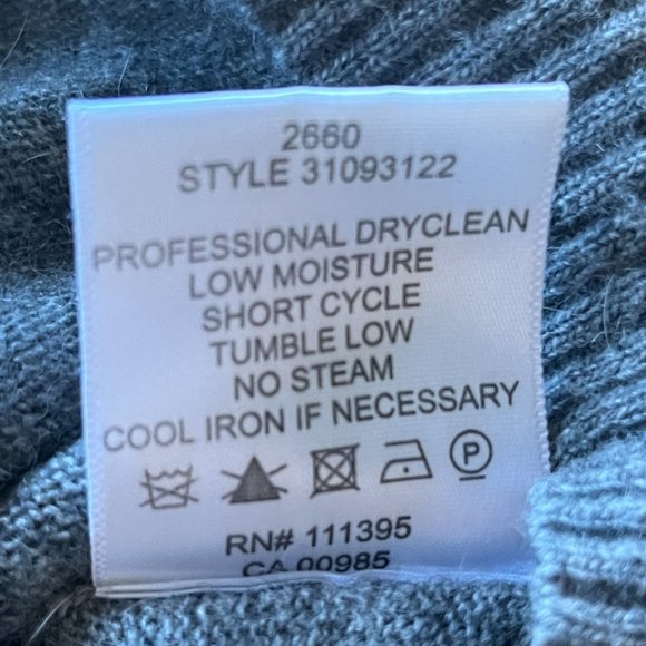 TORY BURCH Gray Merino Wool Ruffle Cardigan Sweater Top Women's Size XS - Picture 5 of 9